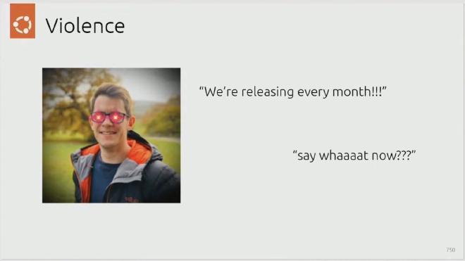 a slide depicting my profile picture, but with laser eyes and the title &ldquo;violence&rdquo;